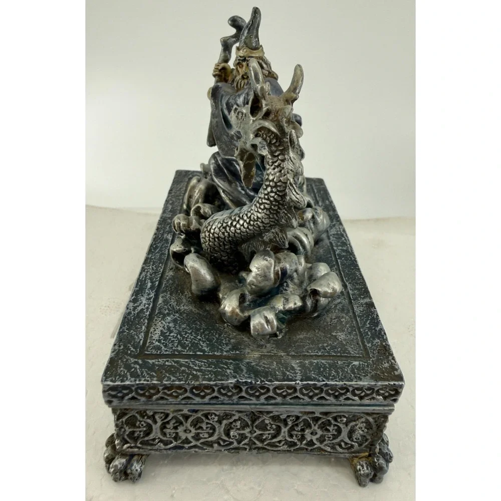 Vintage Vandor the Wizard Keepsake Box Pewter Color 4 1/2 X 6 X 4 Inches